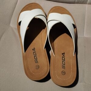 New White Soda Sandals. Size 8 1/2.